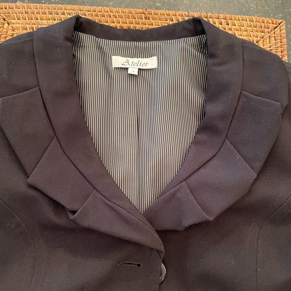 Atelier Sz 8 Lined Pleated Ruffle Collar Jacket View 2